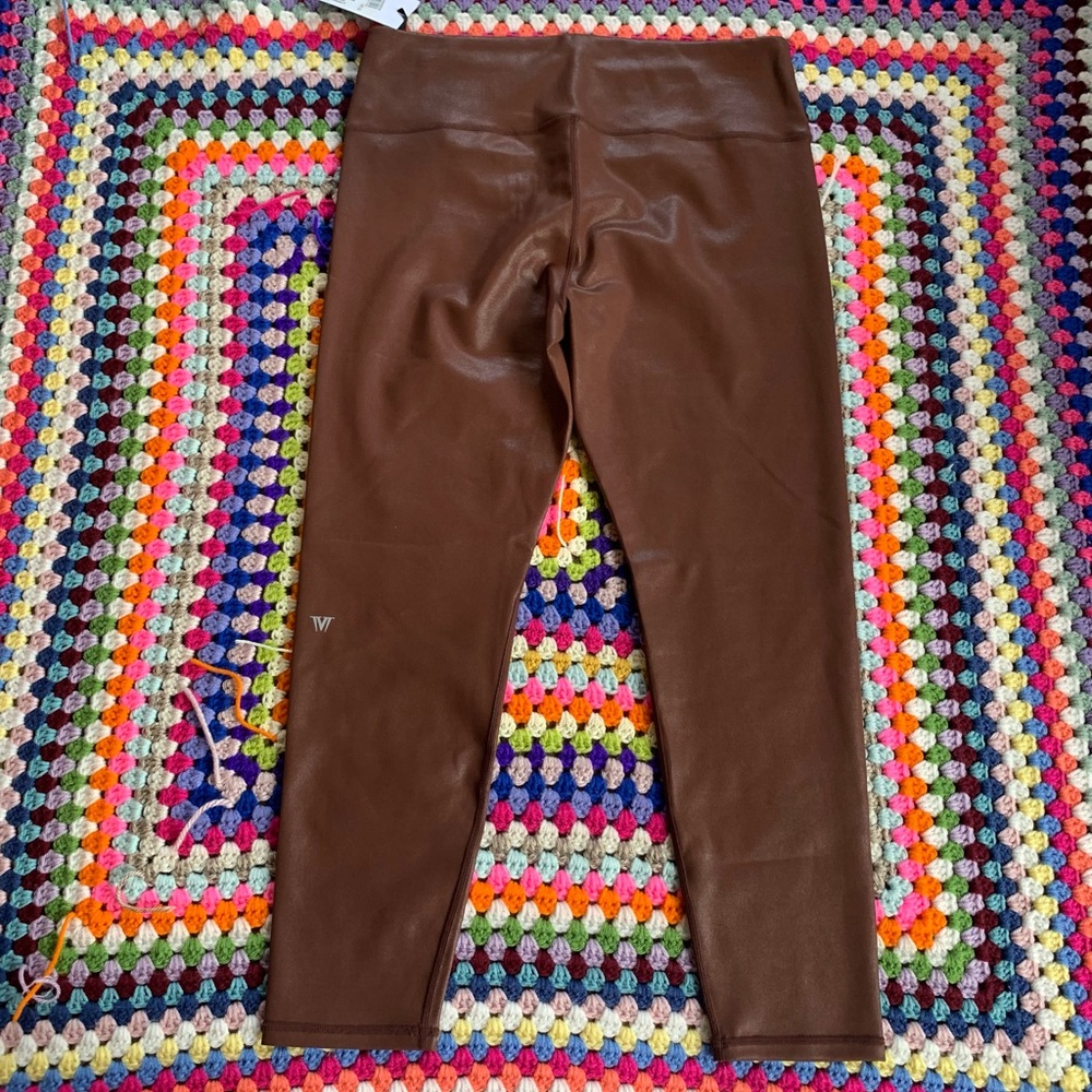 NWT IVL Collective brown faux leather liquid leggings size 12 large - Picture 4 of 4